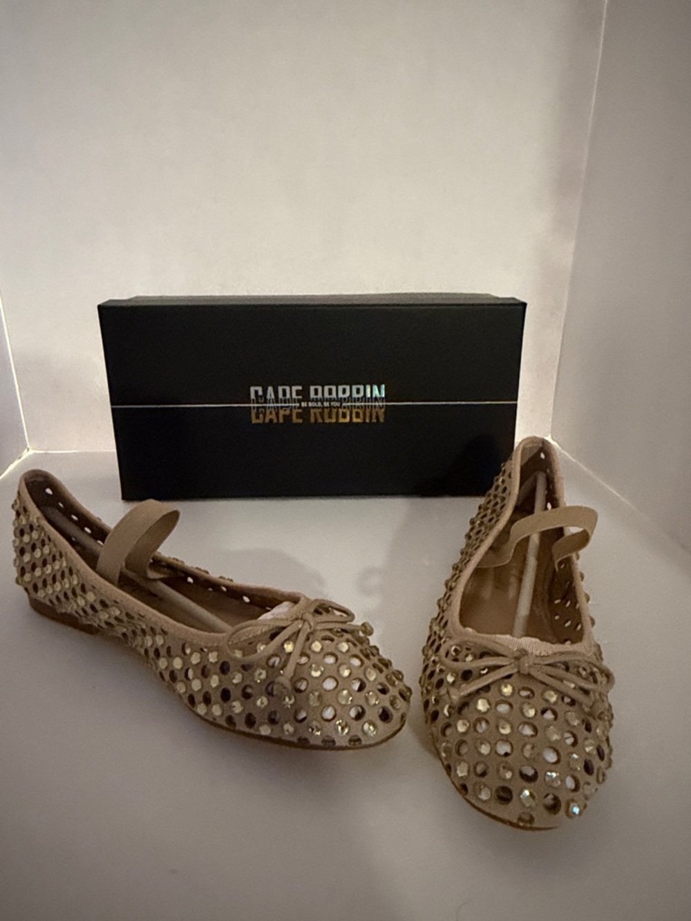 Cape Robbin Nude Rhinestone Ballet Flats – Studded Slip On Shoes Size 7